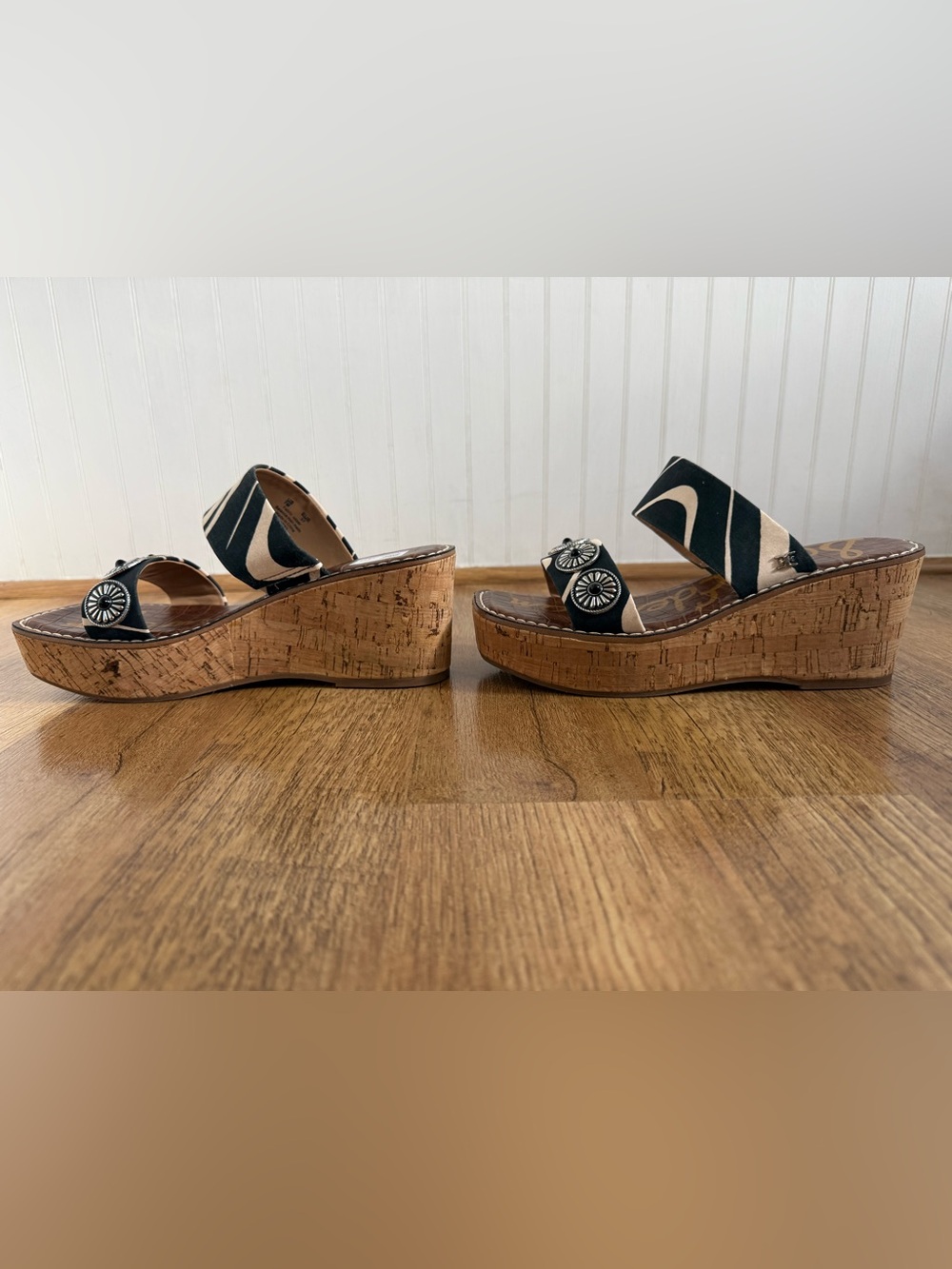 Sam Edelman Abril Platform Wedge Sandals - Zebra Print/Concho - Size 7 - Picture 3 of 7